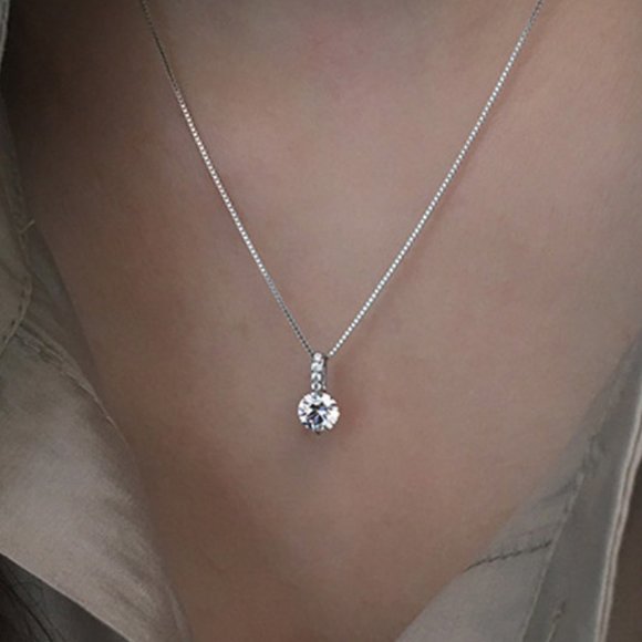 *925 Silver 2CT Solitaire Diamond Necklace A1 - Picture 1 of 7